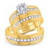 Image 1 : His Hers Round Diamond Solitaire Matching Wedding Set 3/8 Cttw 10kt Yellow Gold - REF-44N5F
