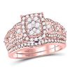 Image 1 : Round Diamond Bridal Wedding Ring Band Set 1 Cttw 14kt Rose Gold - REF-82R9X