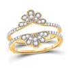 Image 1 : Womens Round Diamond Wedding Wrap Ring Guard Enhancer 3/8 Cttw 14kt Yellow Gold - REF-35R5X