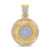 Image 1 : Mens Round Diamond Greek Key Circle Charm Pendant 5/8 Cttw 10kt Yellow Gold - REF-60R9X