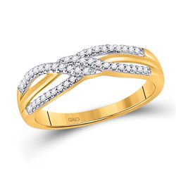 Womens Round Diamond Crossover Band Ring 1/6 Cttw 10kt Yellow Gold - REF-12X9A