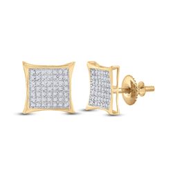 Womens Round Diamond Kite Square Earrings 1/3 Cttw 10kt Yellow Gold - REF-13X9A