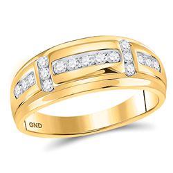 Mens Round Diamond Wedding Band Ring 1/2 Cttw 10kt Yellow Gold - REF-43X5A