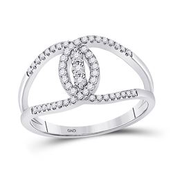 Womens Round Diamond Fashion 3-stone Ring 1/5 Cttw 14kt White Gold - REF-19R5X