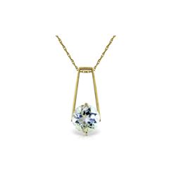 Genuine 1.45 ctw Aquamarine Necklace 14KT Yellow Gold - REF-27V6W