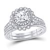 Image 1 : Round Diamond Bridal Wedding Ring Band Set 1-1/5 Cttw 14kt White Gold - REF-252H5R