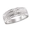 Image 1 : Mens Round Channel-set Diamond Textured Wedding Band Ring 1/3 Cttw 14kt White Gold - REF-54X5A