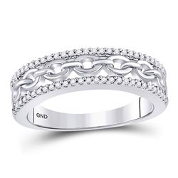 Womens Round Diamond Chain Link Fashion Band Ring 1/6 Cttw 10kt White Gold - REF-18K5Y