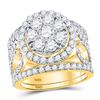 Image 1 : Round Diamond Bridal Wedding Ring Band Set 3 Cttw 14kt Yellow Gold - REF-241M5H