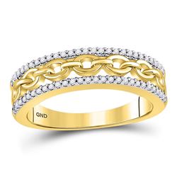 Womens Round Diamond Chain Link Fashion Band Ring 1/6 Cttw 10kt Yellow Gold - REF-18K5Y