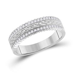 Mens Round Diamond Wedding Brick Inlay Band Ring 1/3 Cttw 14kt White Gold - REF-58N9F