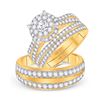 Image 1 : His Hers Round Diamond Solitaire Matching Wedding Set 2-1/5 Cttw 14kt Yellow Gold - REF-167F5W