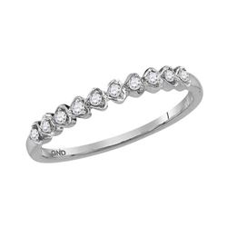 Womens Round Diamond Heart Stackable Band Ring 1/10 Cttw 14kt White Gold - REF-10Y5N