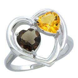 2.61 CTW Diamond, Quartz & Citrine Ring 10K White Gold - REF-23R7H