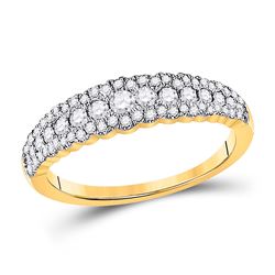 Womens Round Diamond Anniversary Ring 1/2 Cttw 10kt Yellow Gold - REF-32M5H