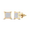 Image 1 : Mens Round Diamond Kite Square Earrings 1/5 Cttw 10kt Yellow Gold - REF-15W9K