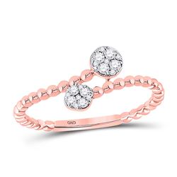 Womens Round Diamond Bypass Stackable Band Ring 1/8 Cttw 10kt Rose Gold - REF-14K5Y
