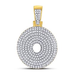 Mens Round Diamond Bubble O Letter Charm Pendant 7/8 Cttw 10kt Yellow Gold - REF-37A9M