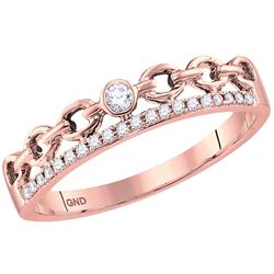 Womens Round Diamond Rolo Link Stackable Band Ring 1/12 Cttw 14kt Rose Gold - REF-15R5X