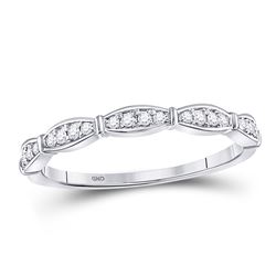 Womens Round Diamond Stackable Band Ring 1/8 Cttw 10kt White Gold - REF-10H5R