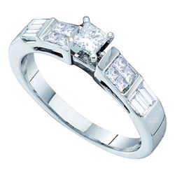 Princess Diamond Solitaire Bridal Wedding Engagement Ring 1/2 Cttw 14kt White Gold - REF-49X9A