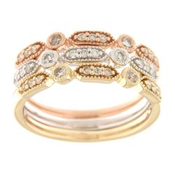 0.45 CTW Diamond Band Ring 14K Tri-Color Gold - REF-62W3H