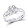 Image 1 : Round Diamond Bridal Wedding Ring Band Set 1/2 Cttw 10kt White Gold - REF-38W9K