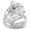 Image 1 : His Hers Marquise Diamond Solitaire Matching Wedding Set 1/4 Cttw 10kt White Gold - REF-38R9X