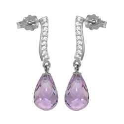 Genuine 4.78 ctw Amethyst & Diamond Earrings 14KT White Gold - REF-46A2K