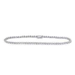 Womens Round Diamond Classic Tennis Bracelet 1 Cttw 10kt White Gold - REF-65F5W