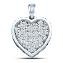 Womens Round Diamond Heart Pendant 1 Cttw 10kt White Gold - REF-60H9R