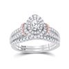 Image 1 : Oval Diamond Bridal Wedding Ring Band Set 1 Cttw 14kt Two-tone Gold - REF-98A5M