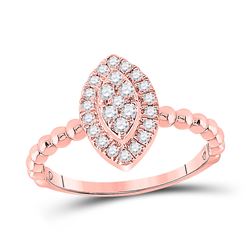 Womens Round Diamond Oval Cluster Ring 1/3 Cttw 10kt Rose Gold - REF-23X5A