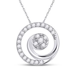 Womens Round Diamond Circle Swirl Cluster Pendant 1/8 Cttw 10kt White Gold - REF-8R5X
