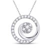 Image 1 : Womens Round Diamond Circle Swirl Cluster Pendant 1/8 Cttw 10kt White Gold - REF-8R5X