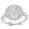 Image 1 : Round Diamond Solitaire Milgrain Bridal Wedding Engagement Ring 1/2 Cttw 14kt White Gold - REF-49R9X