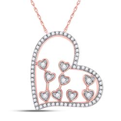 Womens Round Diamond Scattered Heart Pendant 1/3 Cttw 10kt Rose Gold - REF-21M5H