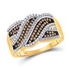 Image 1 : Womens Round Brown Diamond Crossover Band 1/3 Cttw 10kt Yellow Gold - REF-25X5A