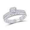 Image 1 : Round Diamond Bridal Wedding Ring Band Set 1/2 Cttw 10kt White Gold - REF-41Y9N
