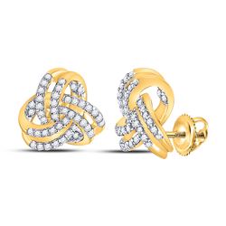 Womens Round Diamond Triquetra Trinity Fashion Earrings 1/3 Cttw 10kt Yellow Gold - REF-21N5F