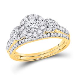 Round Diamond Bridal Wedding Ring Band Set 1 Cttw 14kt Yellow Gold - REF-98Y5N