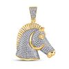 Image 1 : Mens Round Diamond Horse Head Chess Charm Pendant 1 Cttw 10kt Yellow Gold - REF-60K9Y