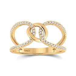 Womens Round Diamond Negative Space Link Fashion Ring 1/6 Cttw 14kt Yellow Gold - REF-25X9A