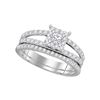 Image 1 : Diamond Princess Bridal Wedding Ring Band Set 1 Cttw 14kt White Gold - REF-85M9H