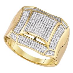 Mens Round Diamond Domed Cluster Ring 1/2 Cttw 10kt Yellow Gold - REF-51W9K