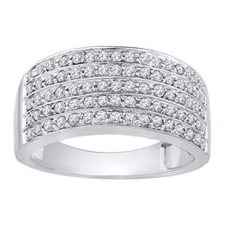 Womens Round Diamond Pave Band Ring 1/2 Cttw 10kt White Gold - REF-30H5R