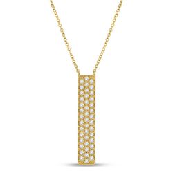 Womens Round Diamond Vertical Bar Necklace 1/4 Cttw 10kt Yellow Gold - REF-19A5M