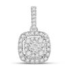 Image 1 : Womens Princess Diamond Square Cluster Pendant 1/2 Cttw 14kt White Gold - REF-36W9K