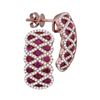 Image 1 : Womens Round Ruby Diamond Crisscross Stud Earrings 2 Cttw 18kt Rose Gold - REF-164R5X
