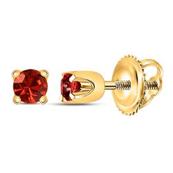 Womens Round Diamond Solitaire Stud Earrings 1/10 Cttw 10kt Yellow Gold - REF-6A5M